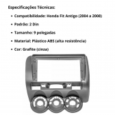 Central Multimídia Android 2 Din Honda Fit Antigo Moldura 9