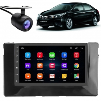 Central Multimidia Android Auto Toyota Corolla Moldura + Câm BP