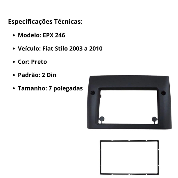 Central Multimídia Carplay Android Fiat Stilo Moldura + Câmera