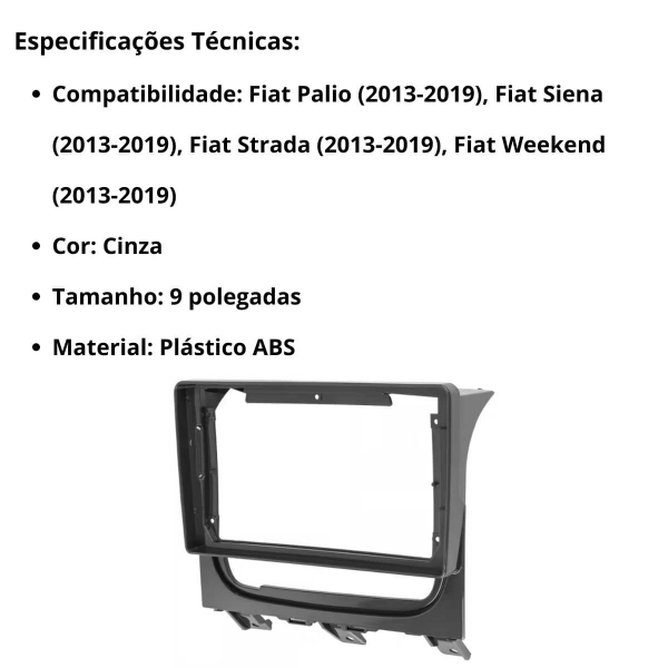 Central Multimídia Android 2 Din Fiat Strada Moldura 9
