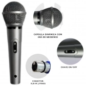 Kit Microfone Dinâmico Leson MC-200 Prata 3 unidades