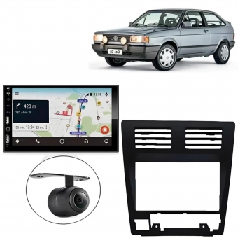 Central Multimídia 2 Din Carplay Android Auto Gol G1 CL Moldura + Câmera