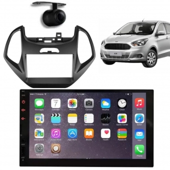 Central Multimídia 2 Din Mp5 Ford Ka Câmera Moldura Tela PT