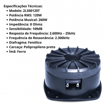 kit 2 Super Tweeter Profissional Leson 120w RMS 8 Ohms