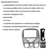 Central Multimídia 2 Din Mp5 Fiat Weekend G2 Câmera Moldura Tela Cinza