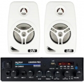 Kit Amplificador 600w Pro Som Ambiente + 2 Caixas Parede Branca