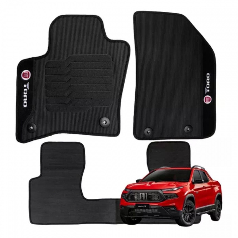 Tapete De Borracha Fiat Toro 2016 Em Diante 3 Peças