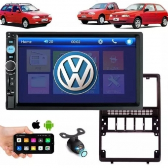 Central Multimídia 2 Din Mp5 Saveiro G2 Câmera Moldura