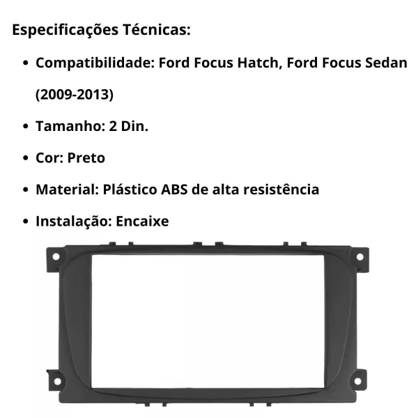Central Multimídia 2 Din Mp5 Ford Focus Sedan Câmera Moldura Tela