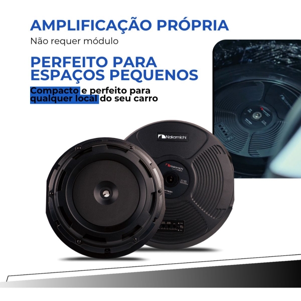 Auto Falante Subwoofer 1000w Estepe Amplificado Nakamichi