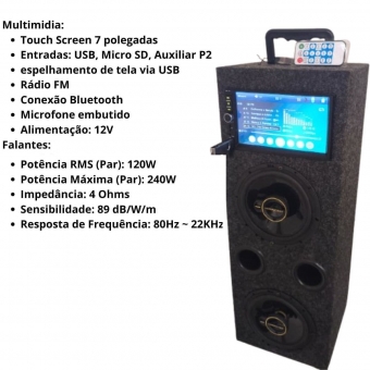 Caixa Bob Som Amplificada Bluetooth Usb 6 Pol + Multimidia