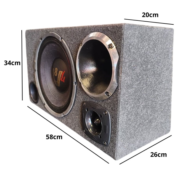 Caixa Trio 12” Completa Horizontal Montada Som Automotivo