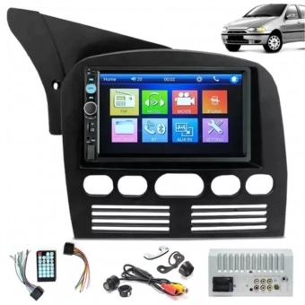 Central Multimídia 2 Din Mp5 Fiat Palio G1 Câmera Moldura