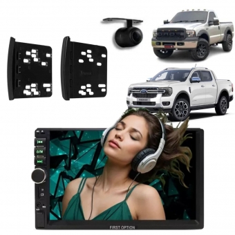 Central Multimídia 2 Din Mp5 F250 Câmera Moldura