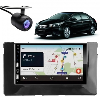 Central Multimídia Carplay Android Corolla Moldura + Câmera BP